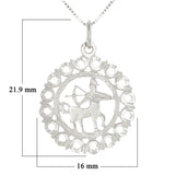 14k White Gold Zodiac Sign Sagittarius Pendant Necklace 18" - Sagittarius,White