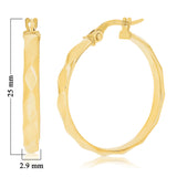 Italian 14k Yellow Gold Rope Design Medium Hollow Hoop Earrrings