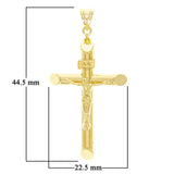 Italian 14k Yellow Gold Hollow INRI Crucifix Cross Charm Pendant 1.8" 2.1 grams