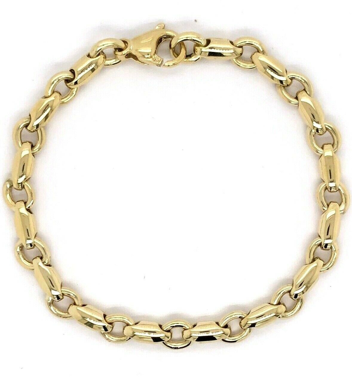 14k Yellow Gold Handmade Fashion Link Bracelet 7.5" 6.3mm 17 grams - Yellow,7.5"