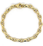 14k Yellow Gold Handmade Fashion Link Bracelet 7.5" 6.3mm 17 grams - Yellow,7.5"