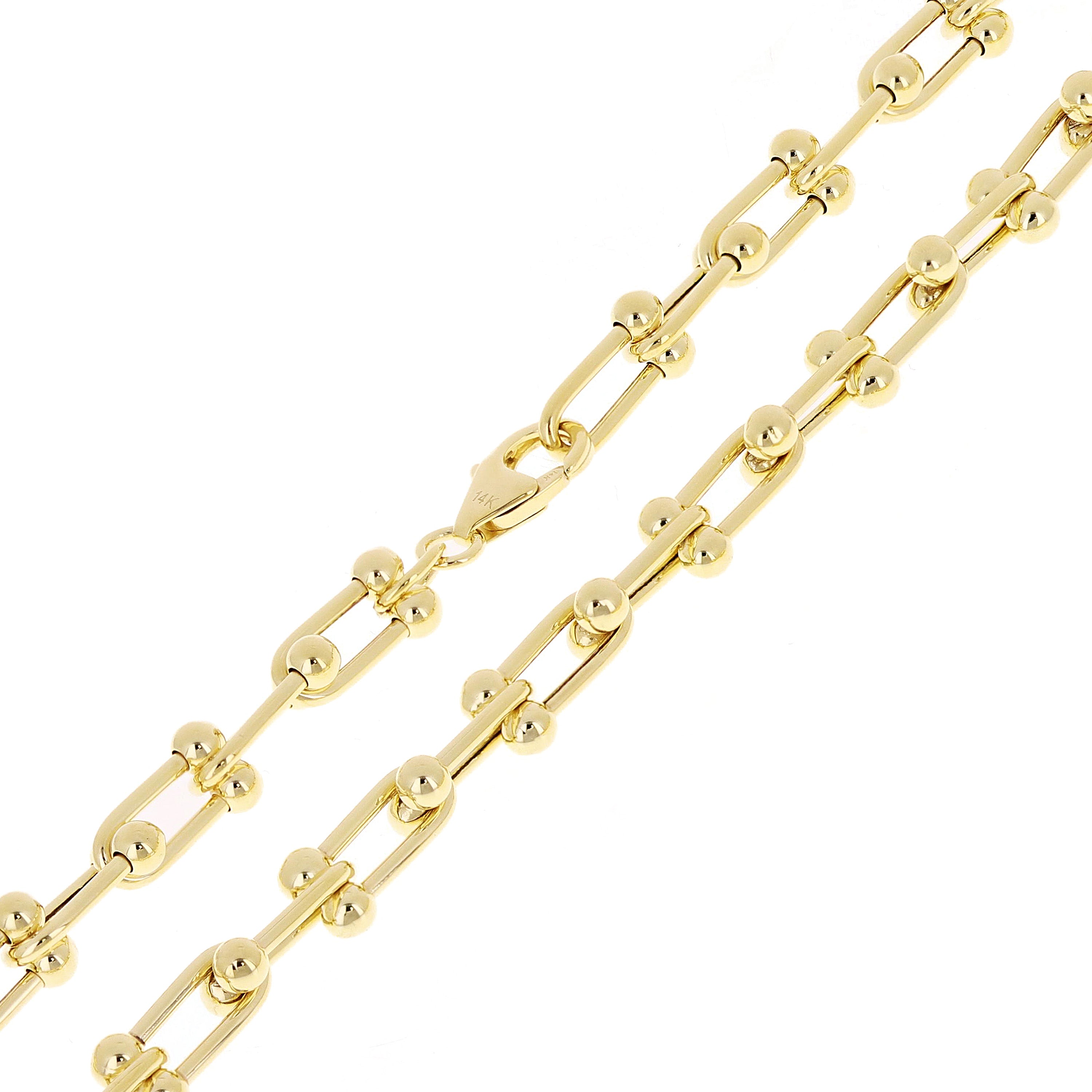 Italian 14k Yellow Gold Semi-Solid U-Link Chain Necklace 17" 6mm 13 grams - 17" 6mm 13.1 grams