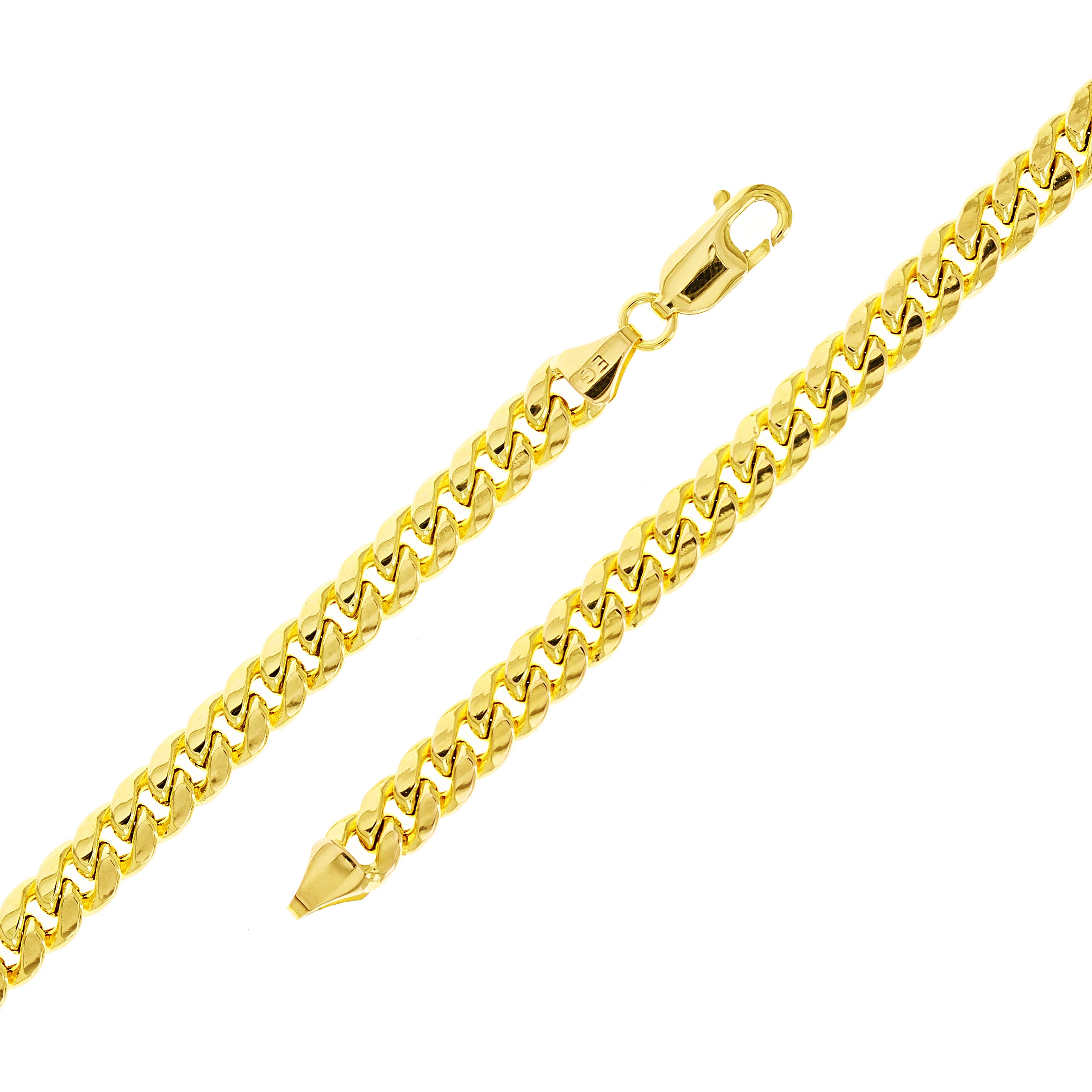 Italian 10k Yellow Gold Hollow Miami Cuban Chain Bracelet 8" 6mm 8 grams - 8" 8 grams