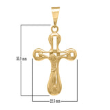 14k Yellow Gold Solid Cross Jesus Crucifix Religious Charm Pendant 3.3 grams