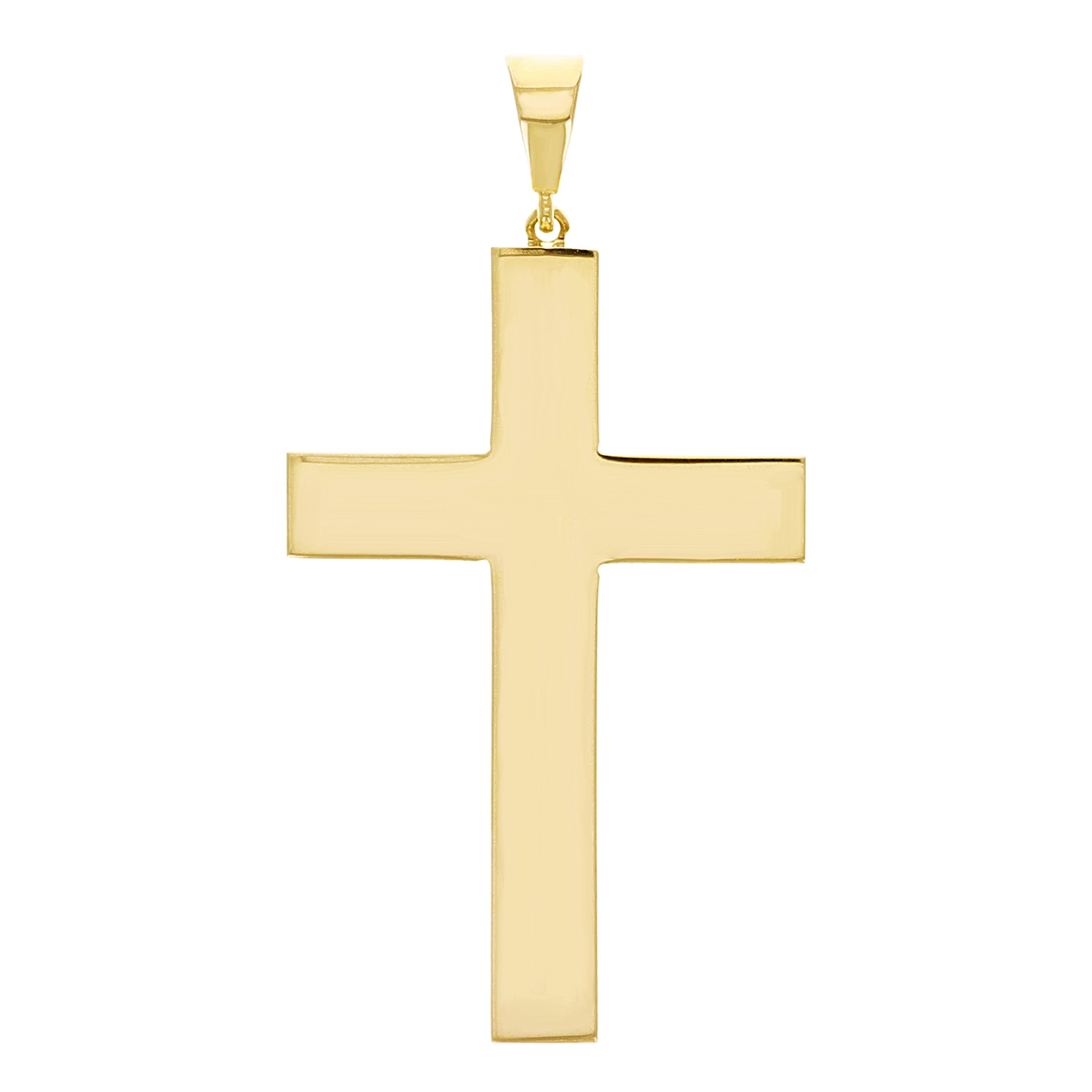 Italian 14k Yellow Gold Hollow Plain 3D Cross Charm Pendant 1.7" 2.8 grams