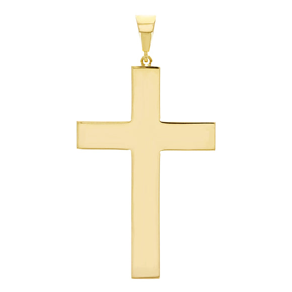 Italian 14k Yellow Gold Hollow Plain 3D Cross Charm Pendant 1.7