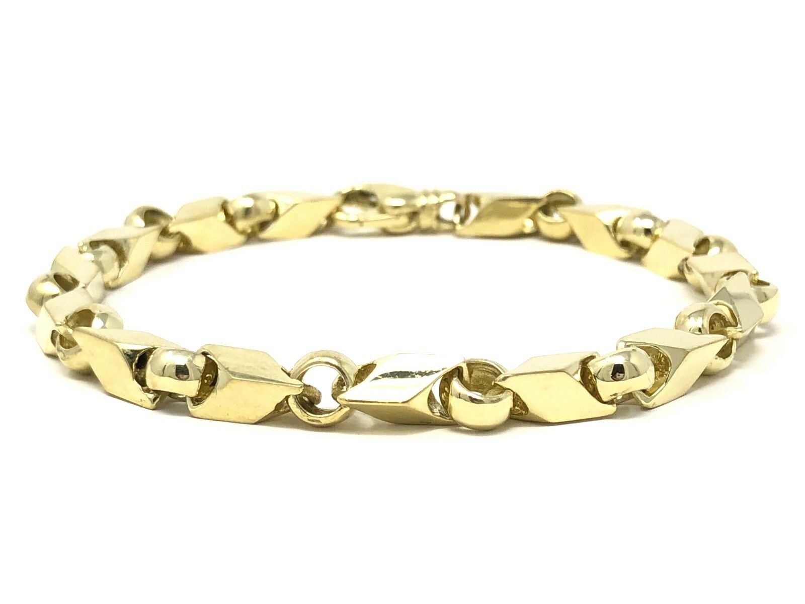 Men's 18k Yellow Gold Handmade Fashion Link Bracelet 8.5" 7mm 35 grams