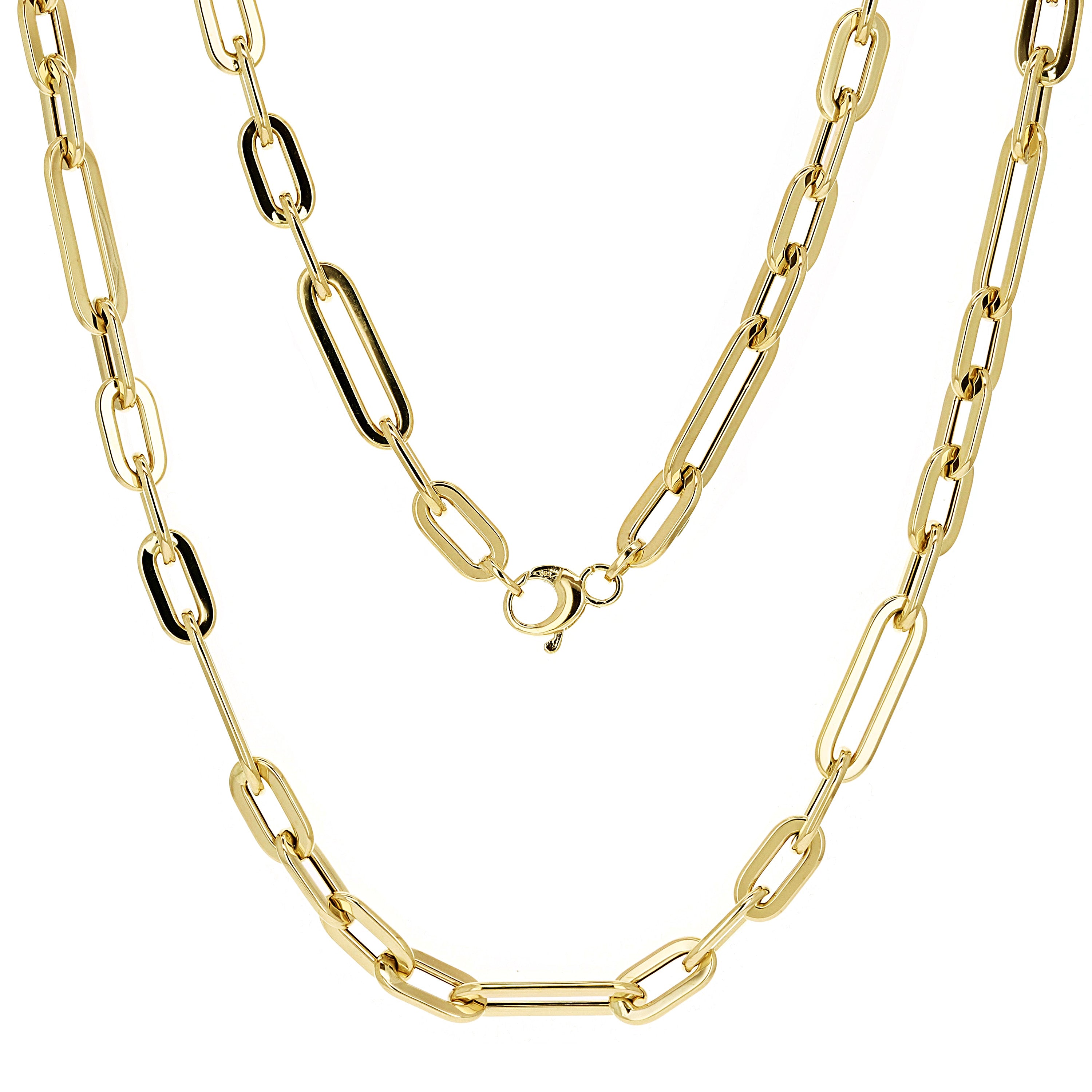 Italian 14k Yellow Gold Paper Clip Link Chain Necklace 18" 6.4mm 10 grams