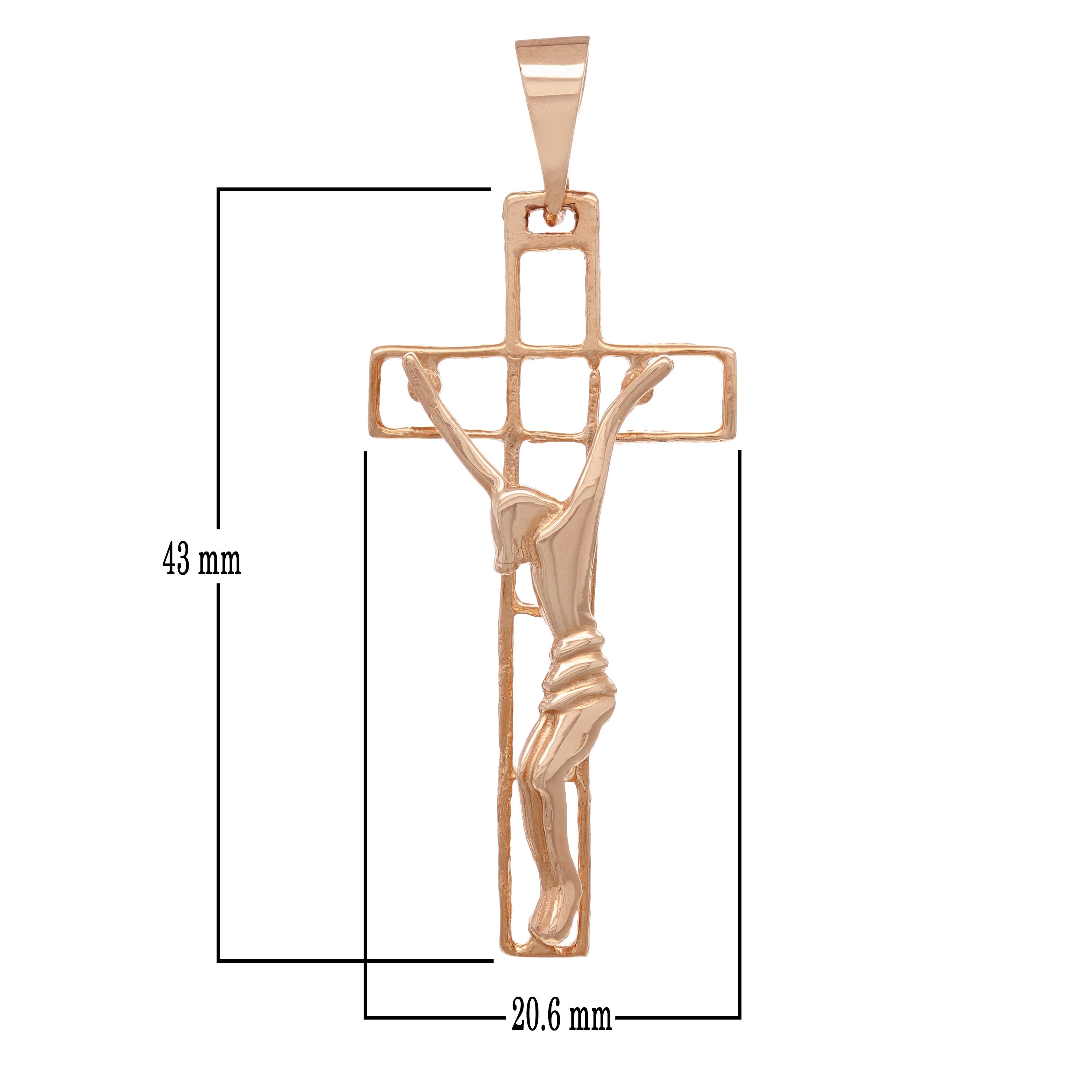 14k Rose Gold Jesus Christ Crucifix Cross Religious Charm Pendant 2" 3.6 grams - Rose