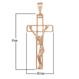 14k Rose Gold Jesus Christ Crucifix Cross Religious Charm Pendant 2" 3.6 grams - Rose