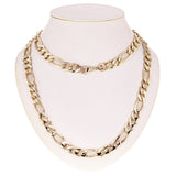 Men's 10k Yellow Gold Figaro Chain Necklace Solid Heavy Link 30" 12mm 130.6grams - Yellow,30"