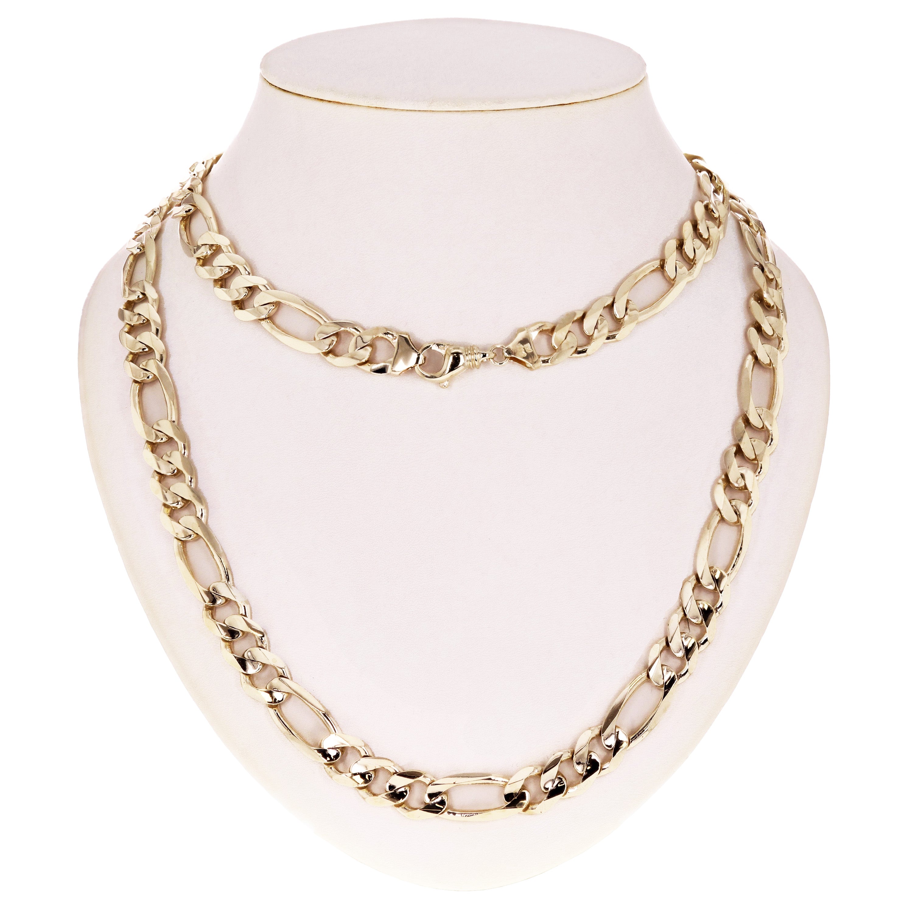 Men's 14k Yellow Gold Figaro Chain Necklace Solid Heavy Link 24" 12mm 117.4grams - Yellow,24"