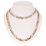Men's 14k Yellow Gold Figaro Chain Necklace Solid Heavy Link 24" 12mm 117.4grams - Yellow,24"