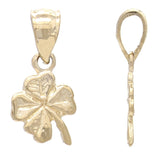 14k Yellow Gold Solid Small Irish Lucky Four Leaf Clover Charm Pendant 0.7 gram - Yellow