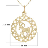 14k Yellow or White Gold ARIES Zodiac Sign Charm Pendant Necklace 18" - Aries,Yellow