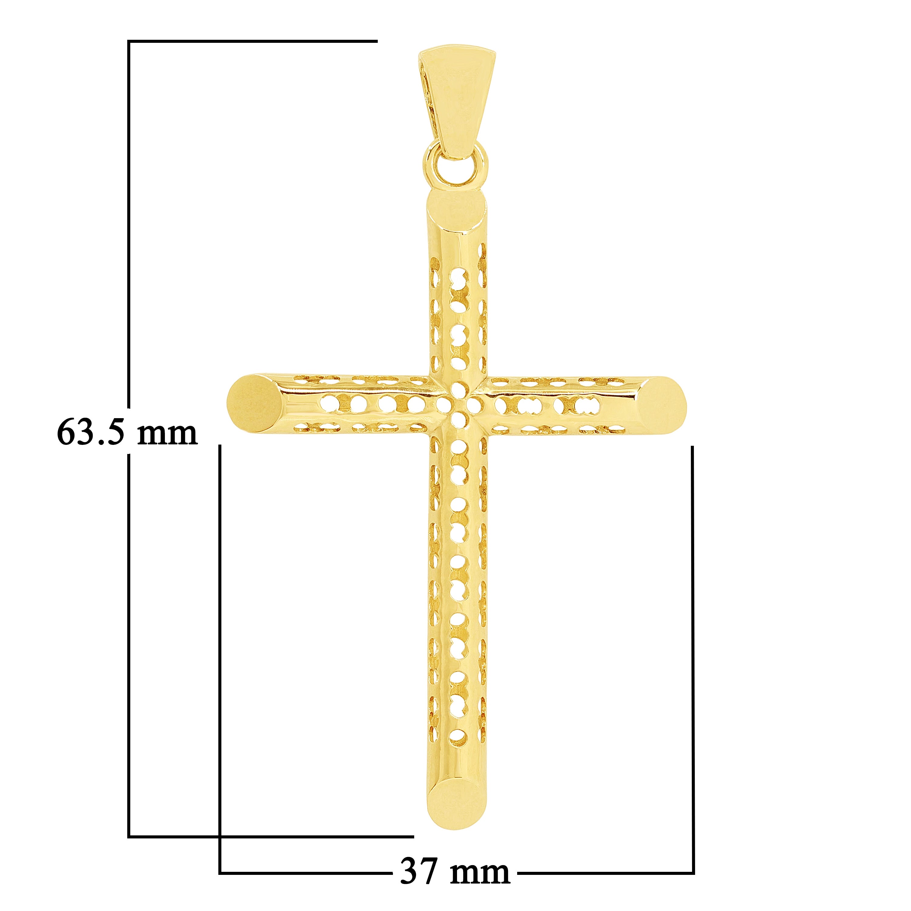 14k Yellow Gold 3D Cross Charm Pendant 2.5" 5.4 grams - Medium