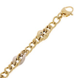 Italian 14k Yellow & White Gold Hollow Oval Links Bracelet 7.5" 7.5mm 4.2 grams