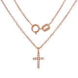 14k Rose Gold 0.04ctw Diamond Cross Pendant Small Religious Charm