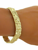 10k Yellow Gold Solid Nugget Bracelet Adjustable 8.5"- 9" 12.3mm 32 grams