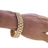10k Yellow Gold Watch Link Chain Bracelet Adjustable 8.5-9" 14.8mm 38.1 grams