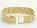 Men's Solid 10k Yellow Gold Nugget Bracelet Adjustable 8" 18.5mm 43.8 grams