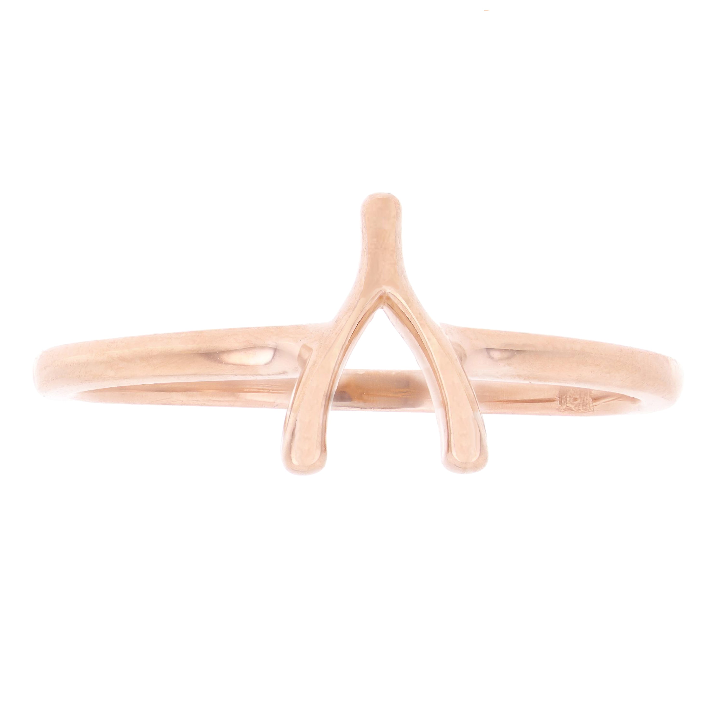 14k Rose Gold Lucky Wishbone Stackable  Ring 1.5 grams Size 6.5 - Rose