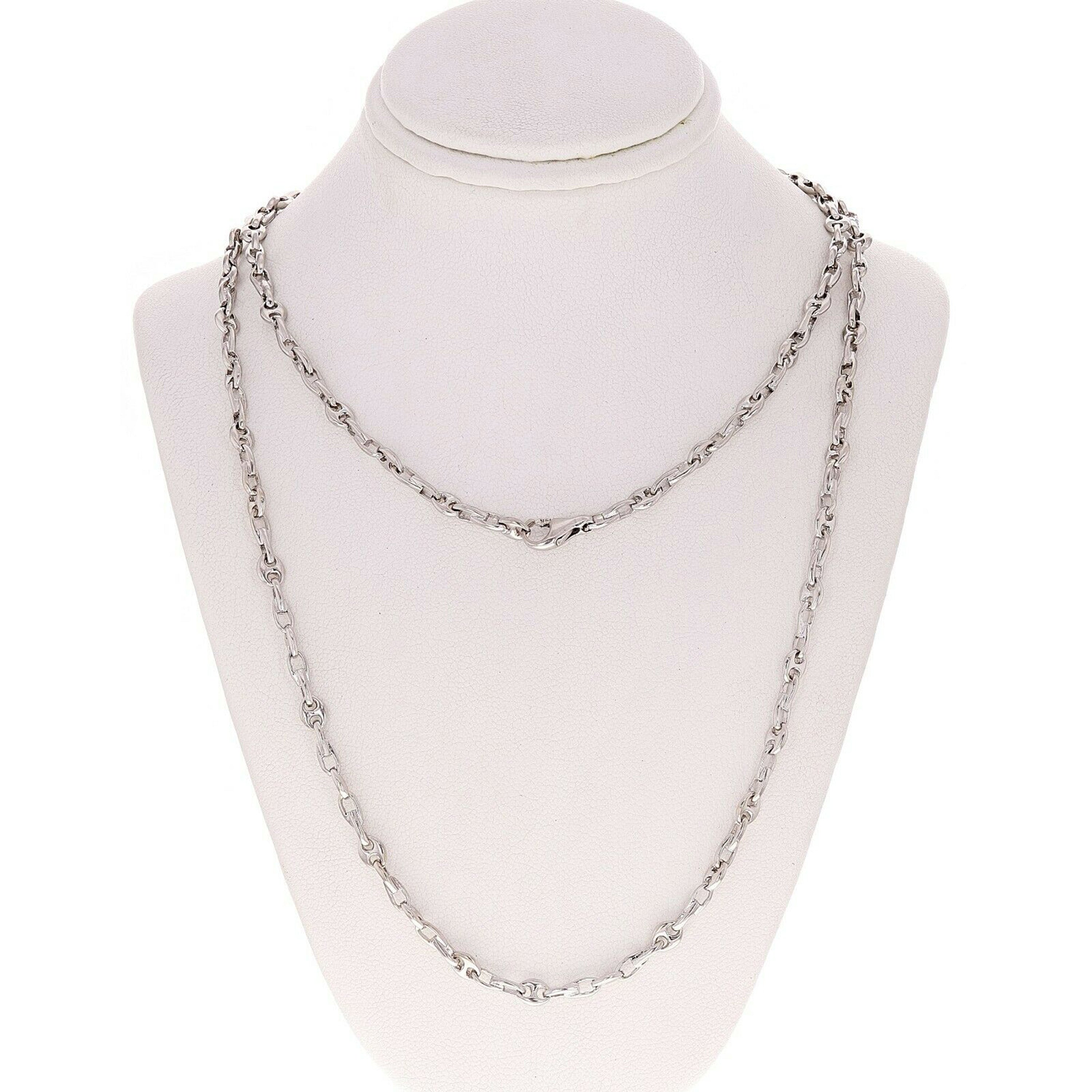 14k White Gold Solid Handmade Fashion Link Necklace 20" 4.2mm 18 grams - 20" 18 grams
