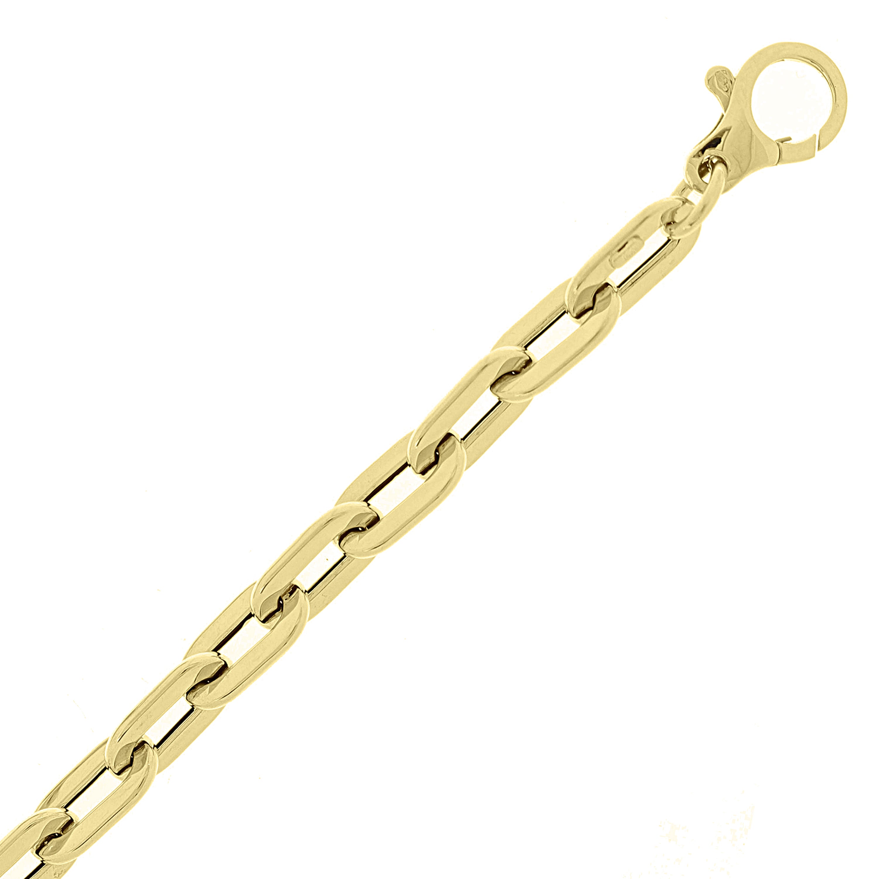 Italian 14k Yellow Gold Hollow Oval Paper Clip Link Bracelet 7.5" 6.4mm 5.4 gram
