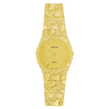 10k Yellow Gold Nugget Link Geneve Wrist Watch with Diamond 8.5-9" 57g
