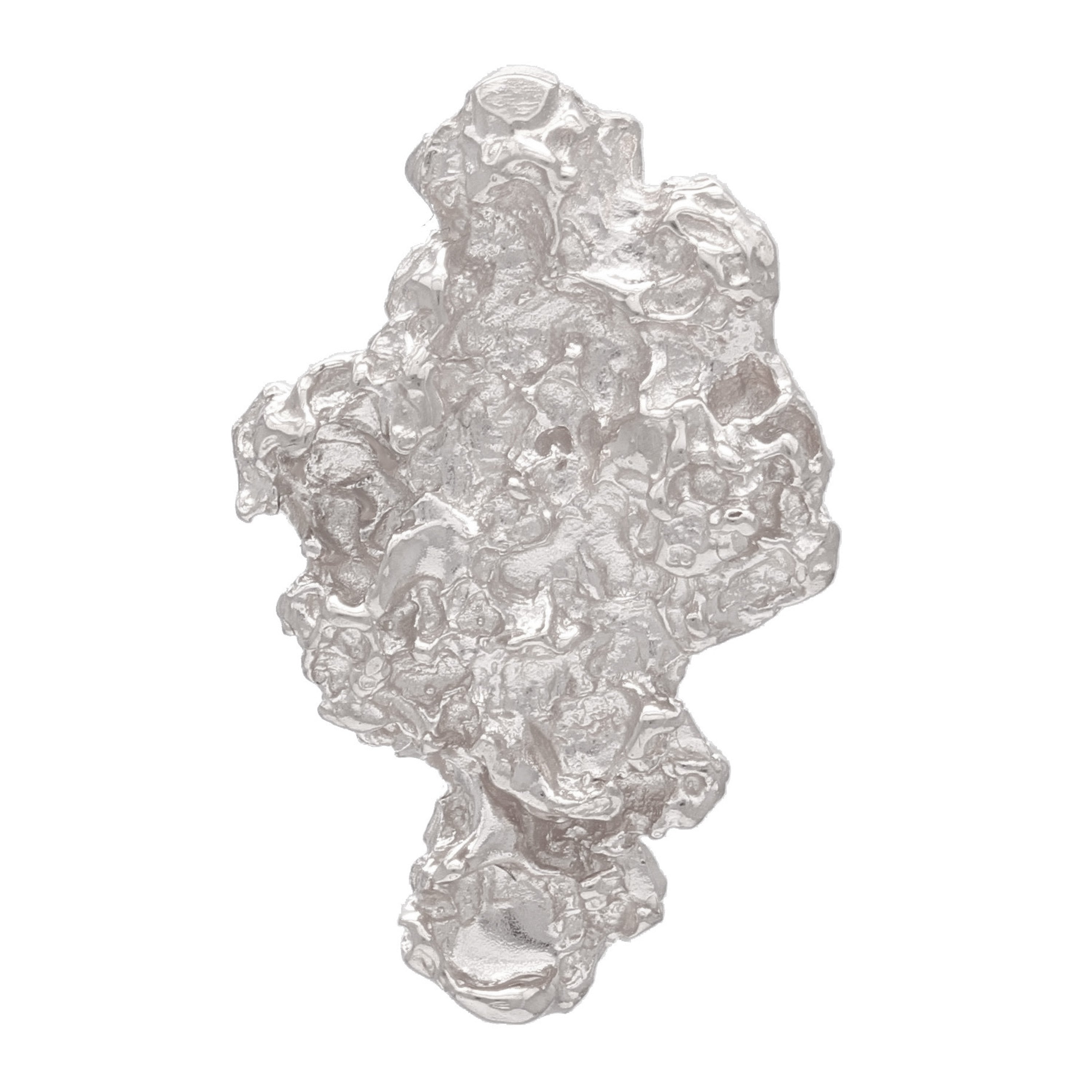 14k White Gold Solid Free Form Nugget Charm Pendant 1.1" 5 grams - White