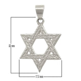14k White Gold Solid Diamond Cut Jewish Star of David Charm Pendant 1.3 grams - White