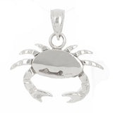 14k White Gold 3D Crab Cancer Zodiac Sign Charm Pendant 3.6 grams - White
