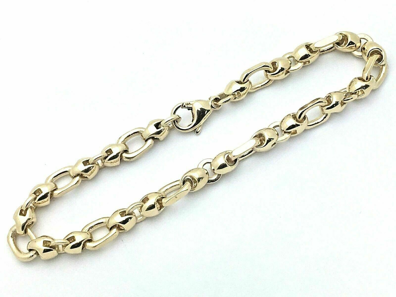 14k Yellow Gold Handmade Fashion Link Bracelet 8.5" 6.9mm 28.3 grams