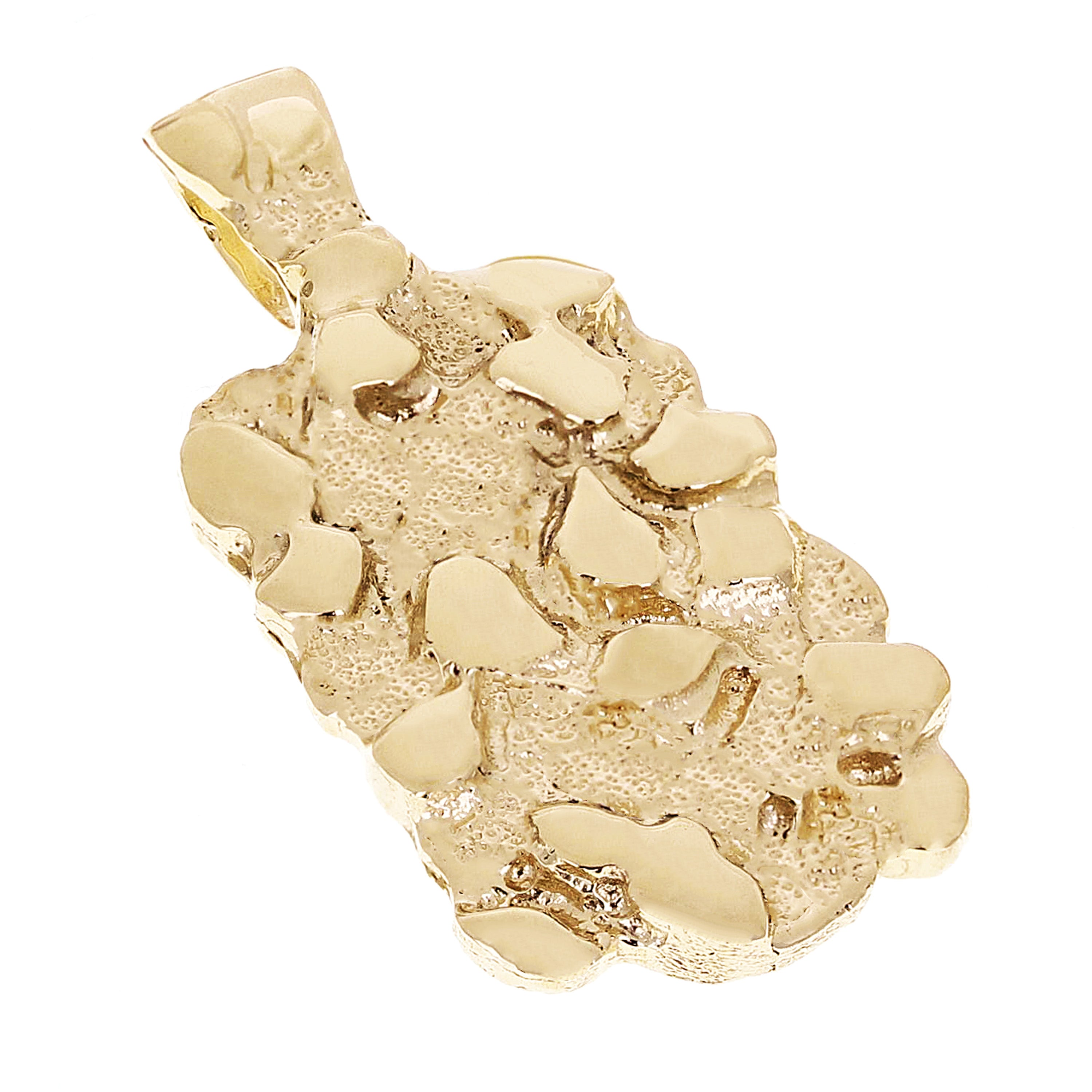 14k Yellow Gold Solid Chunky Rectangle Nugget Charm Pendant 1.4" 11.2 grams