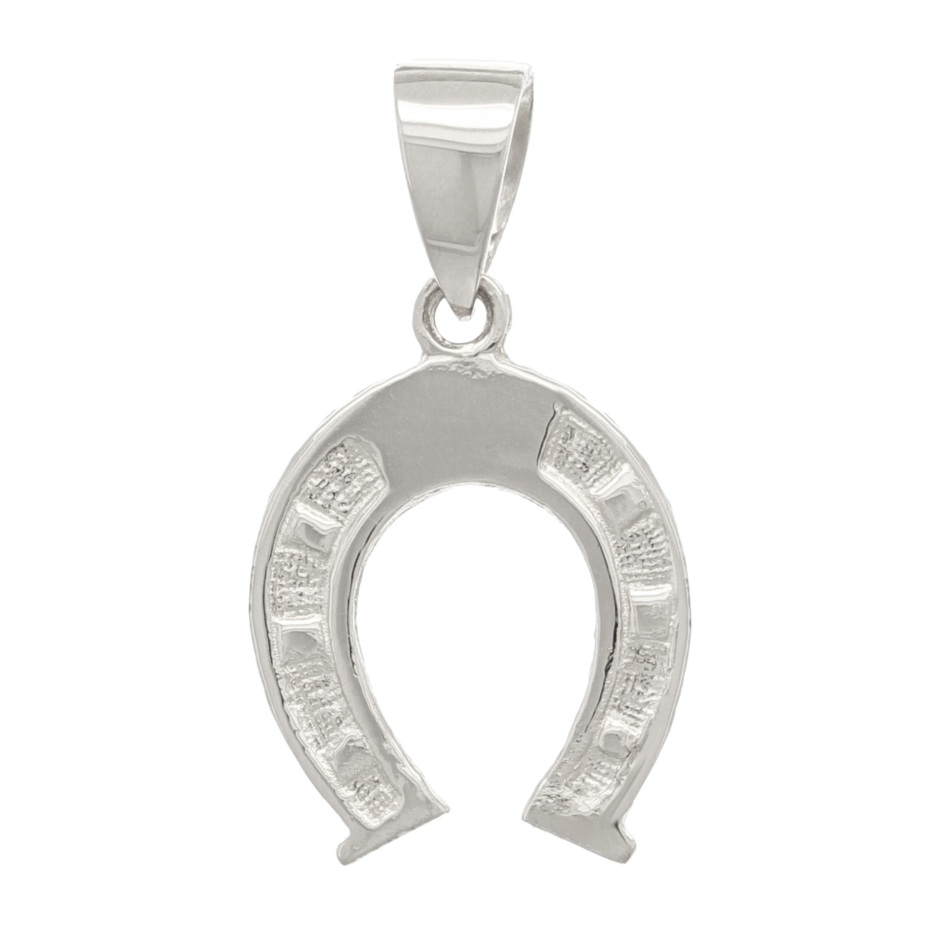 14k White Gold Solid Small Horse Shoe Charm Pendant 0.9 grams - White