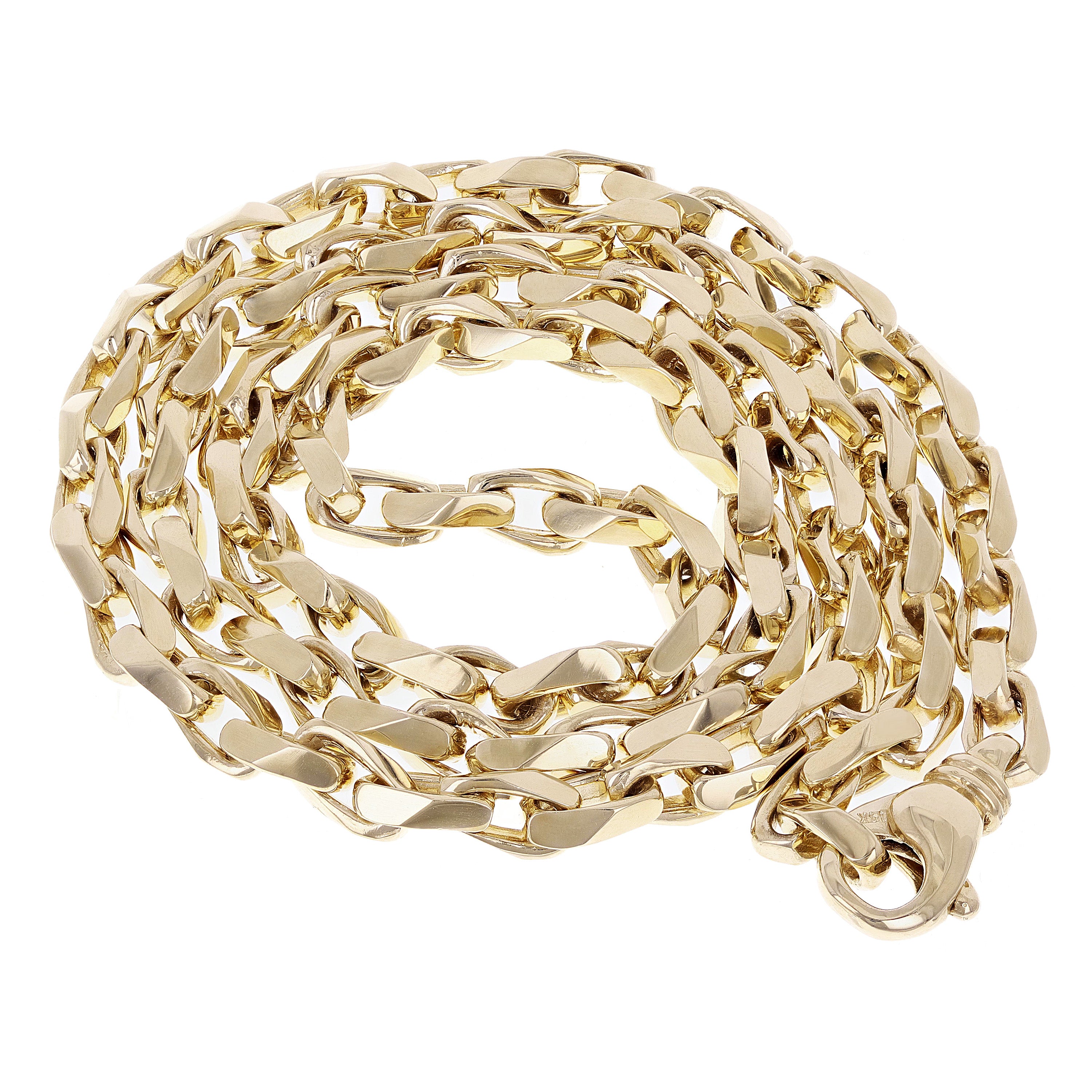 10k Yellow Gold Solid Handmade Beveled Anchor Chain Necklace 22" 5.4mm 38grams - 22" 38 grams