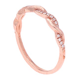 14k Rose Gold Diamond Pave Entwined Twist Stacking Ring - Rose