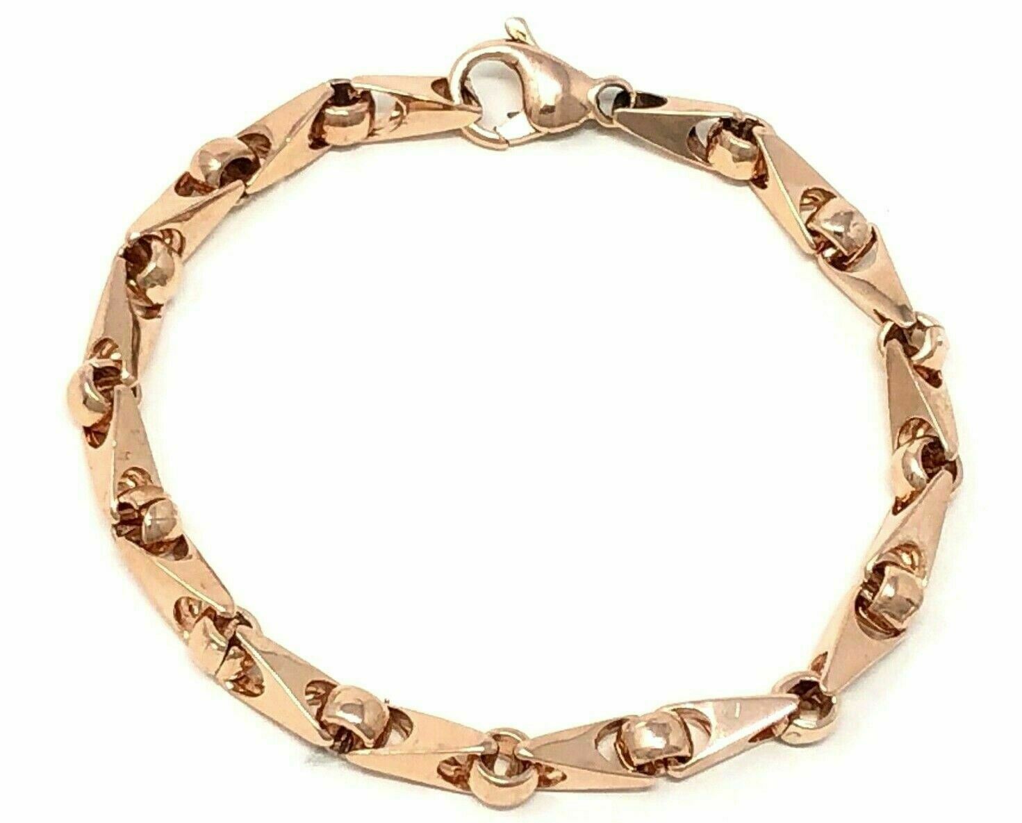 14k Rose Gold Handmade Fashion Link Bracelet 7" 5mm 17 grams - Rose,7"