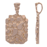 14k Rose Gold Big Chunky Rectangle Nugget Pendant 1.46" 9.7 grams - Rose
