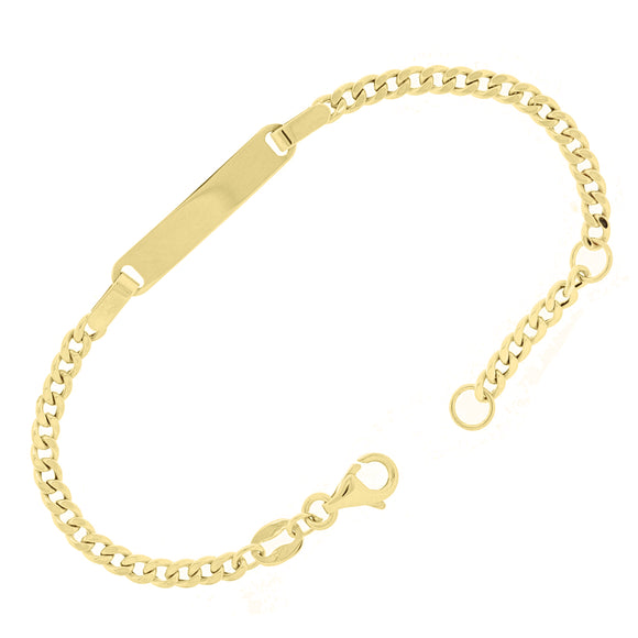 Italian 14k Yellow Gold Hollow Engravable Cuban ID Bracelet 5.5