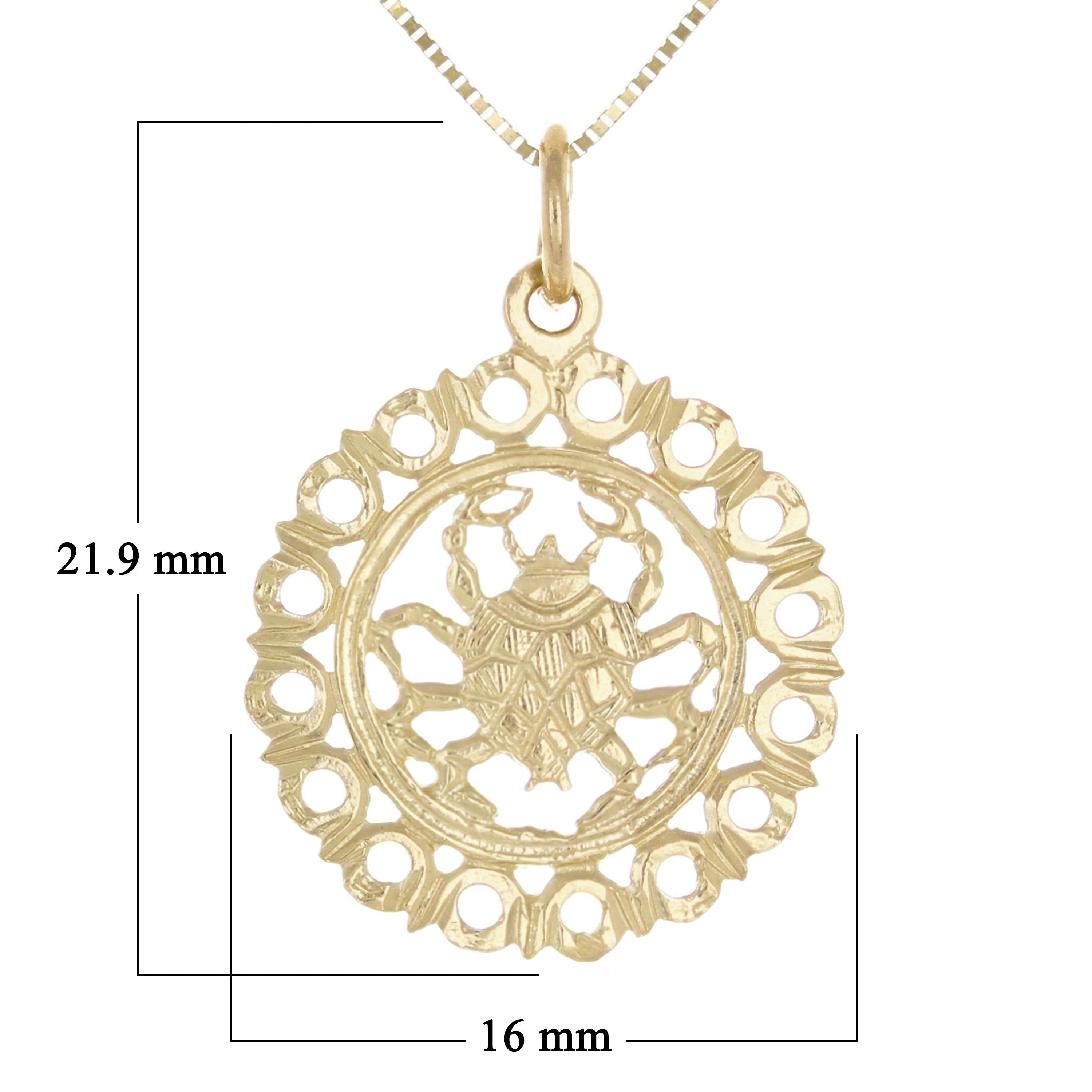 14k Yellow Gold Zodiac Sign Cancer Pendant Necklace 18" - Cancer,Yellow