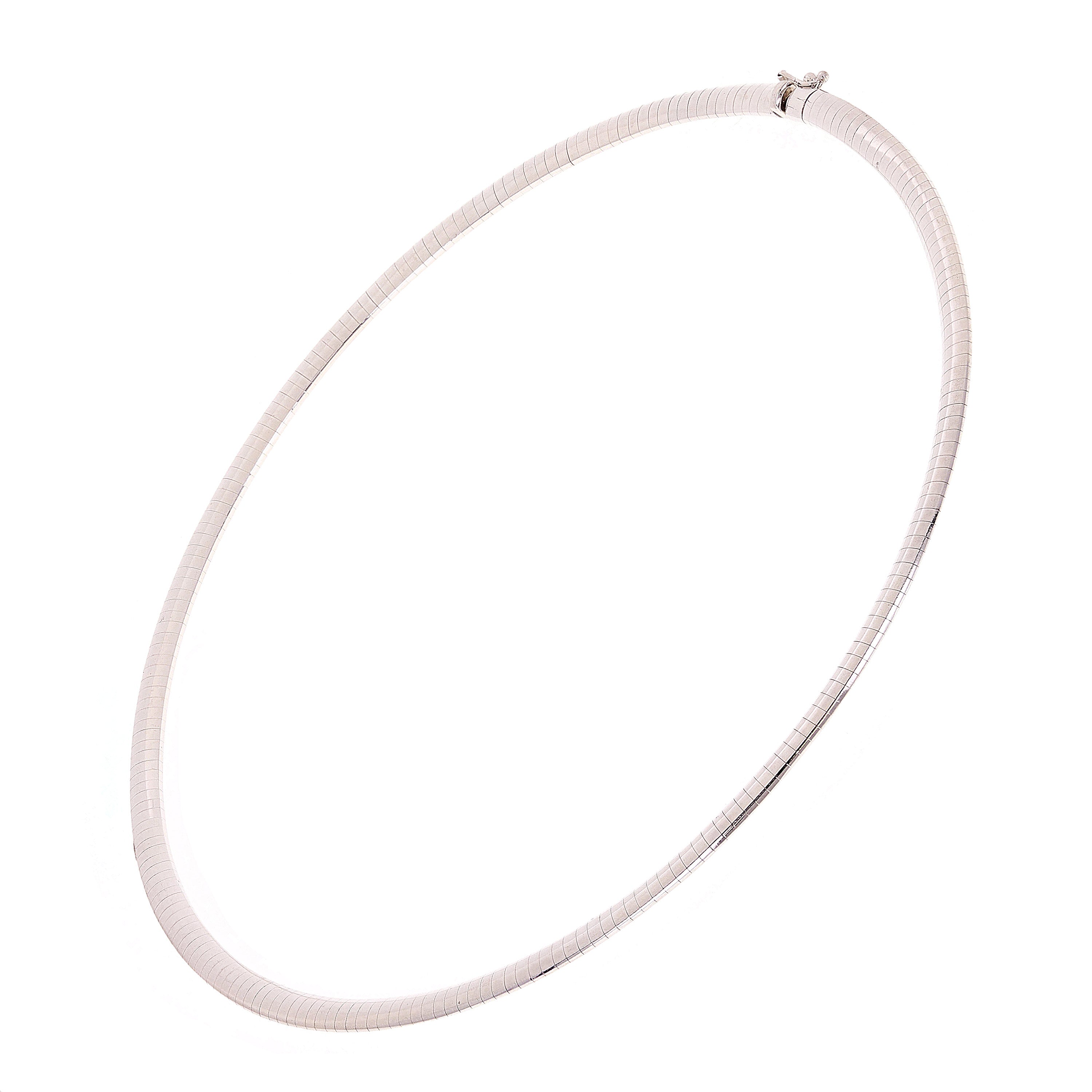 Women's Italian 14k White Gold Omega Necklace Choker 16" 5mm 26.8 grams - 26.8 grams