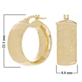 Italian 14k Yellow Gold Hollow Hammered Hoop Earrings 22.5 x 8.8mm 4.2 grams