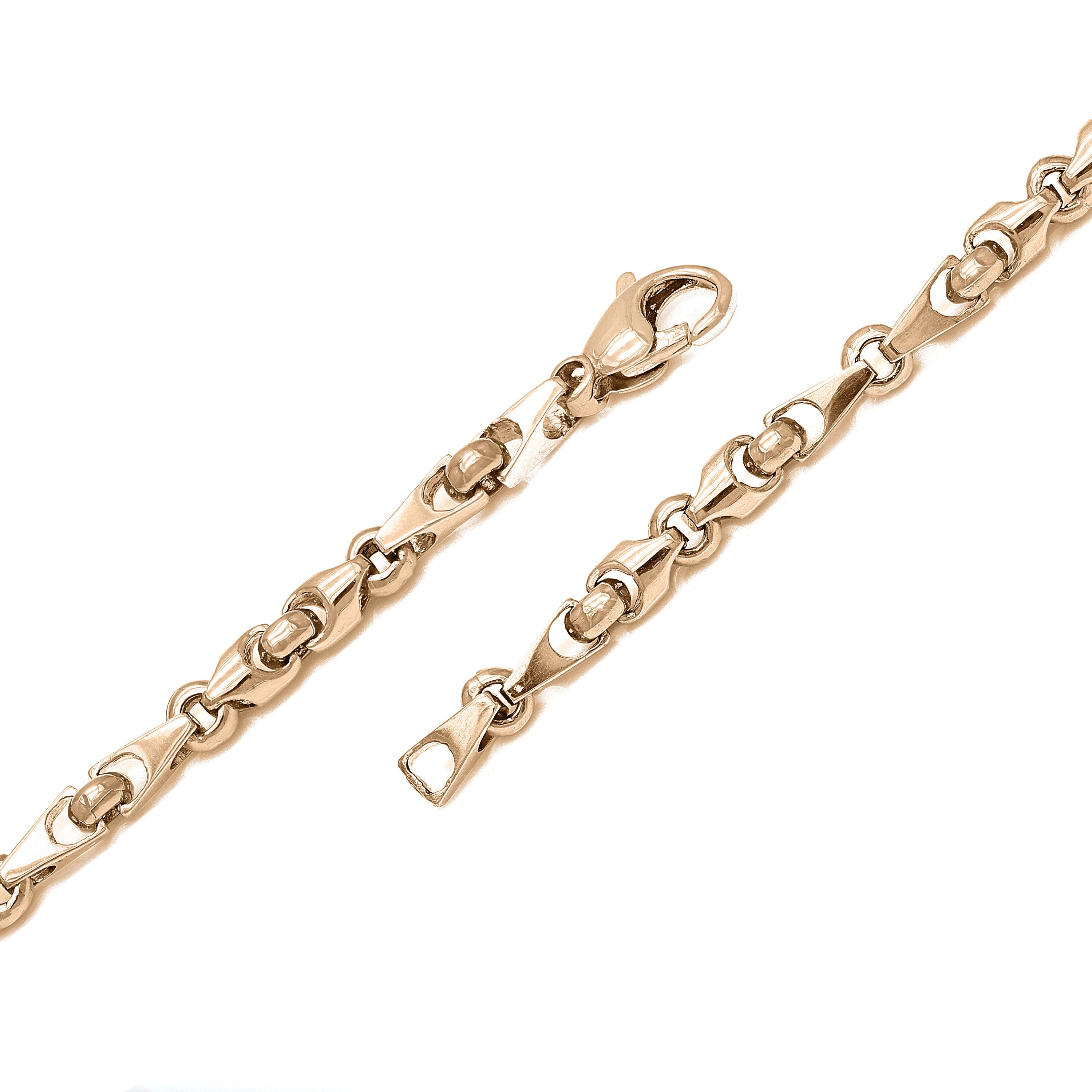 14k Rose Gold Solid Handmade Fashion Link Bracelet 7.75" 5mm 17.3 grams - Rose,7.8" 17.3 grams
