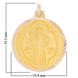 Italian 14k Yellow Gold Saint Benedict Reversible Medal Pendant 1.3" 5.4 grams - 1.3" 5.4 grams