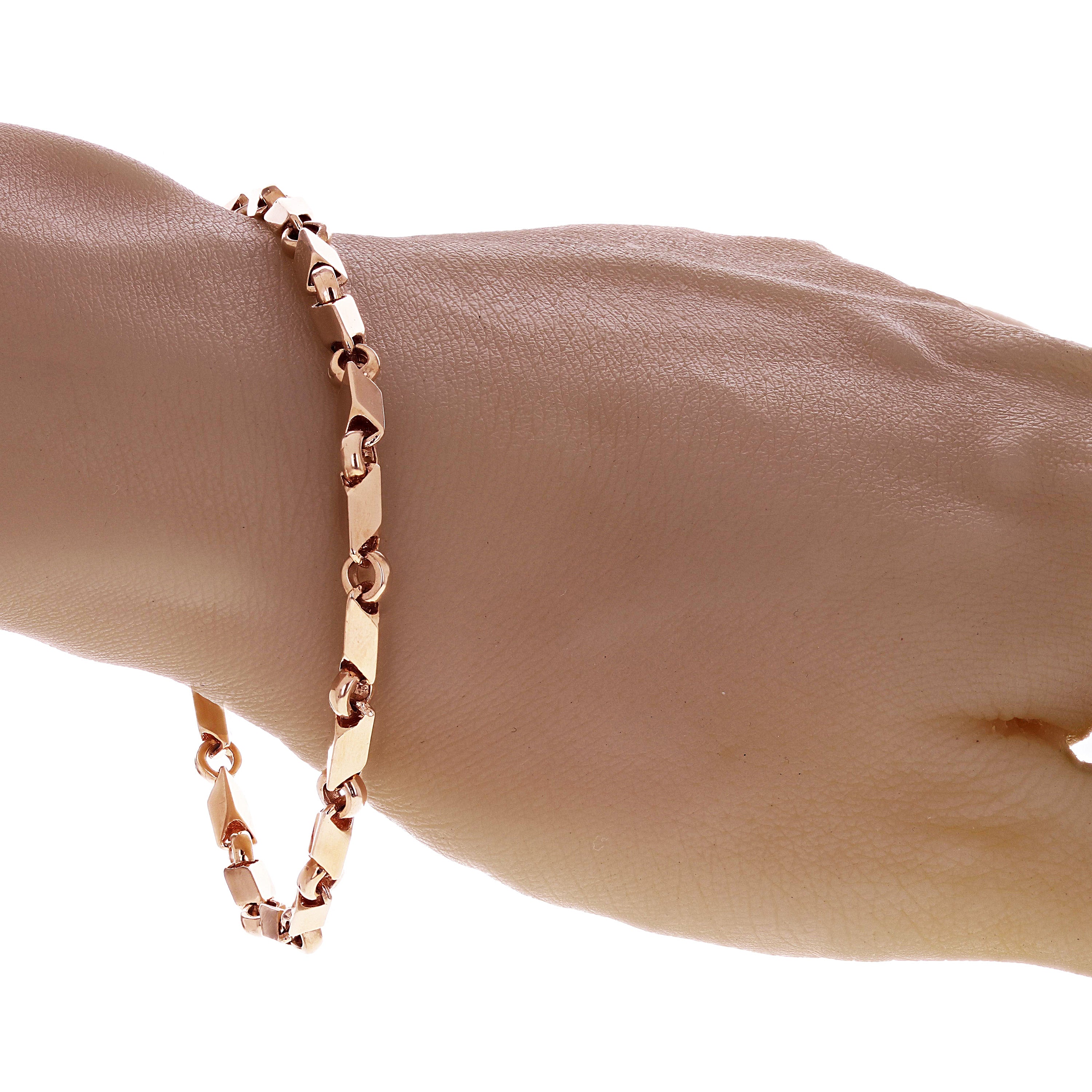 14k Rose Gold Solid Handmade Fancy Link Bracelet 7" 5mm 12.4 grams - Rose,7" 12.4 grams
