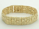 Men's Solid 10k Yellow Gold Nugget Bracelet Adjustable 8" 18.5mm 43.8 grams