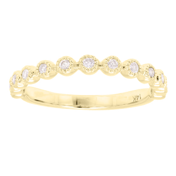 14k Yellow Gold 0.20ctw Diamond Bezel Half Eternity Wedding Band Ring Size 7 - Yellow