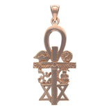 14k Rose Gold Interfaith Pendant Unity Multi Faith Charm 1.7" 5.7 grams - Rose
