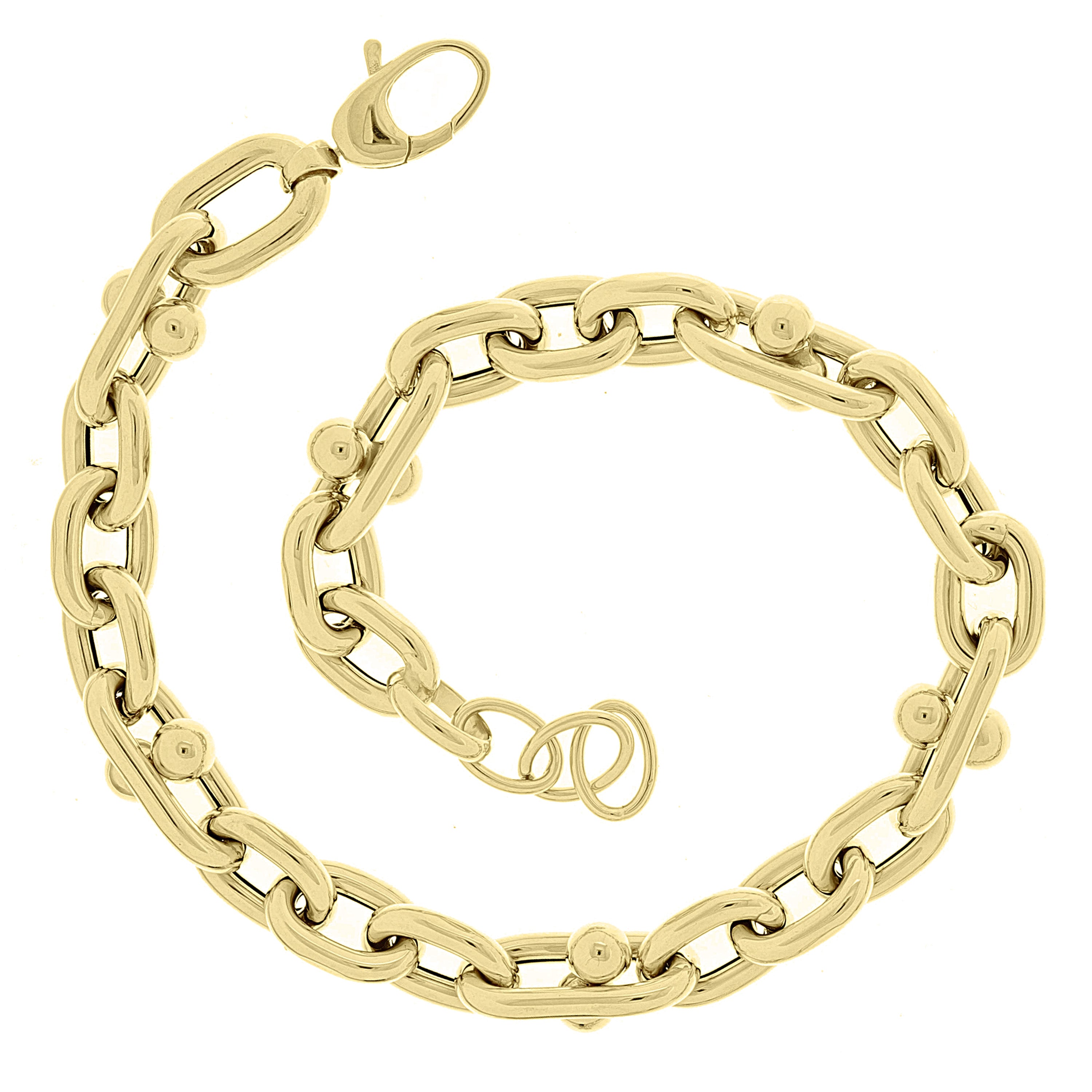 Italian 14k Yellow Gold Hollow Oval Move Link Bracelet 8.75" 7mm 8.6 grams